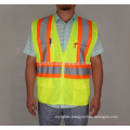 Custom Neon Yellow High Visibility Reflective Safety Vest with Pockets and Zipper Breathable Mesh Heavy Duty Workwear